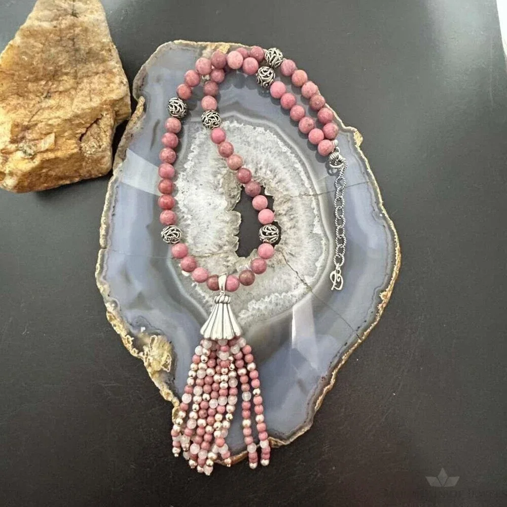 Carolyn Pollack Sterling Rhodochrosite Beads & Swirl Beads w/Enhancer Necklace